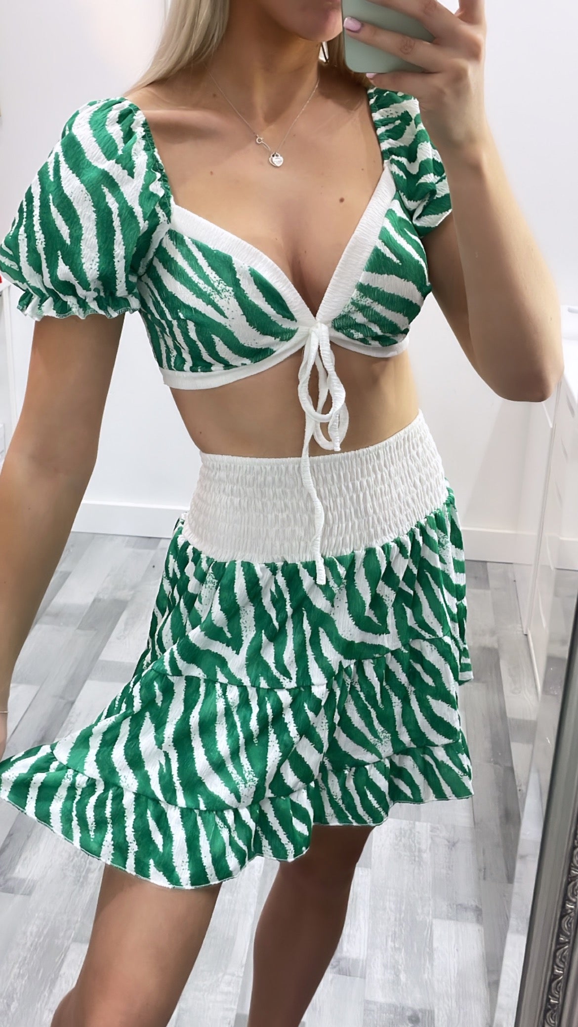 Green skirt cheap co ord