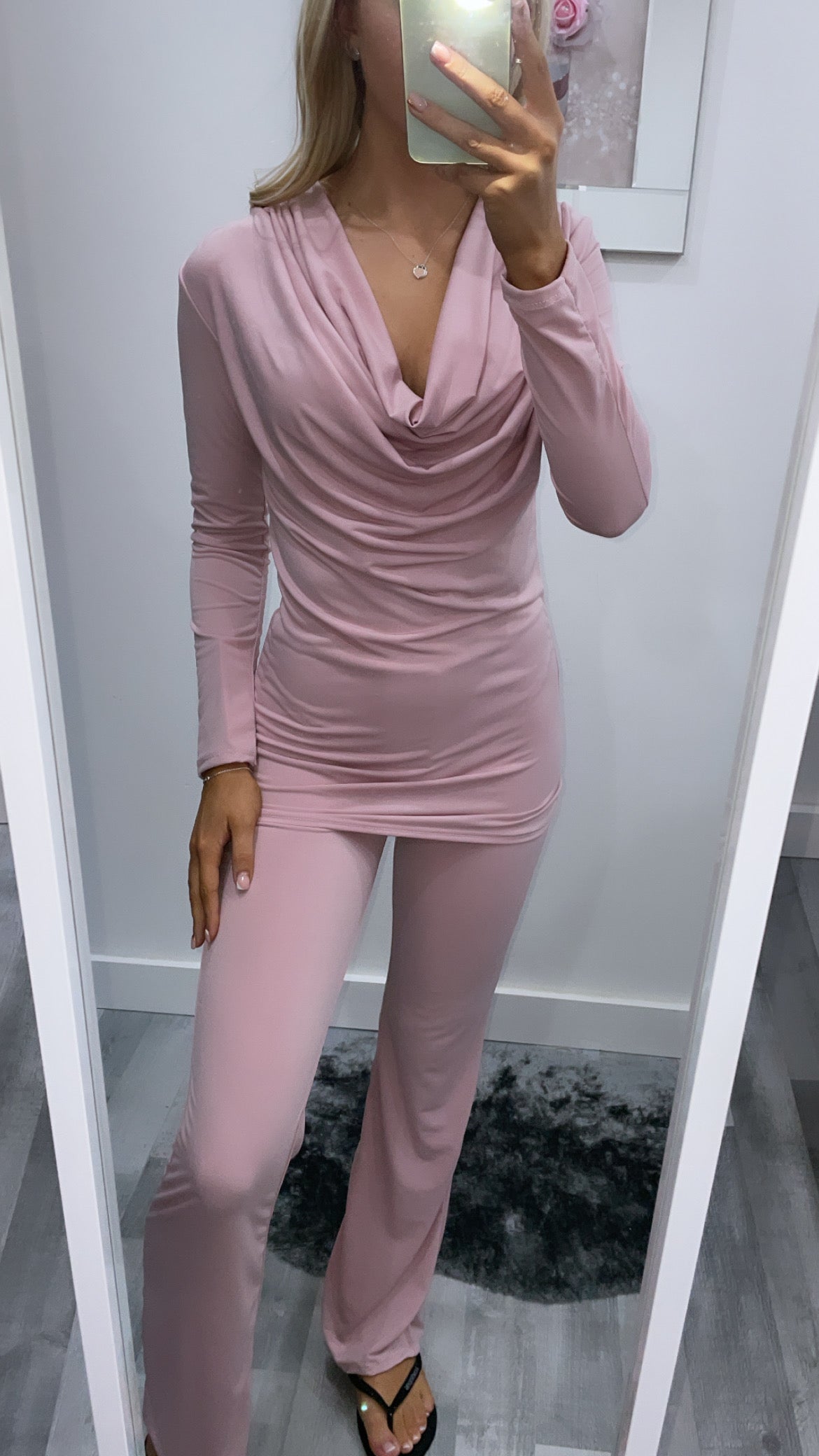 Pink Cowl Neck Co Ord