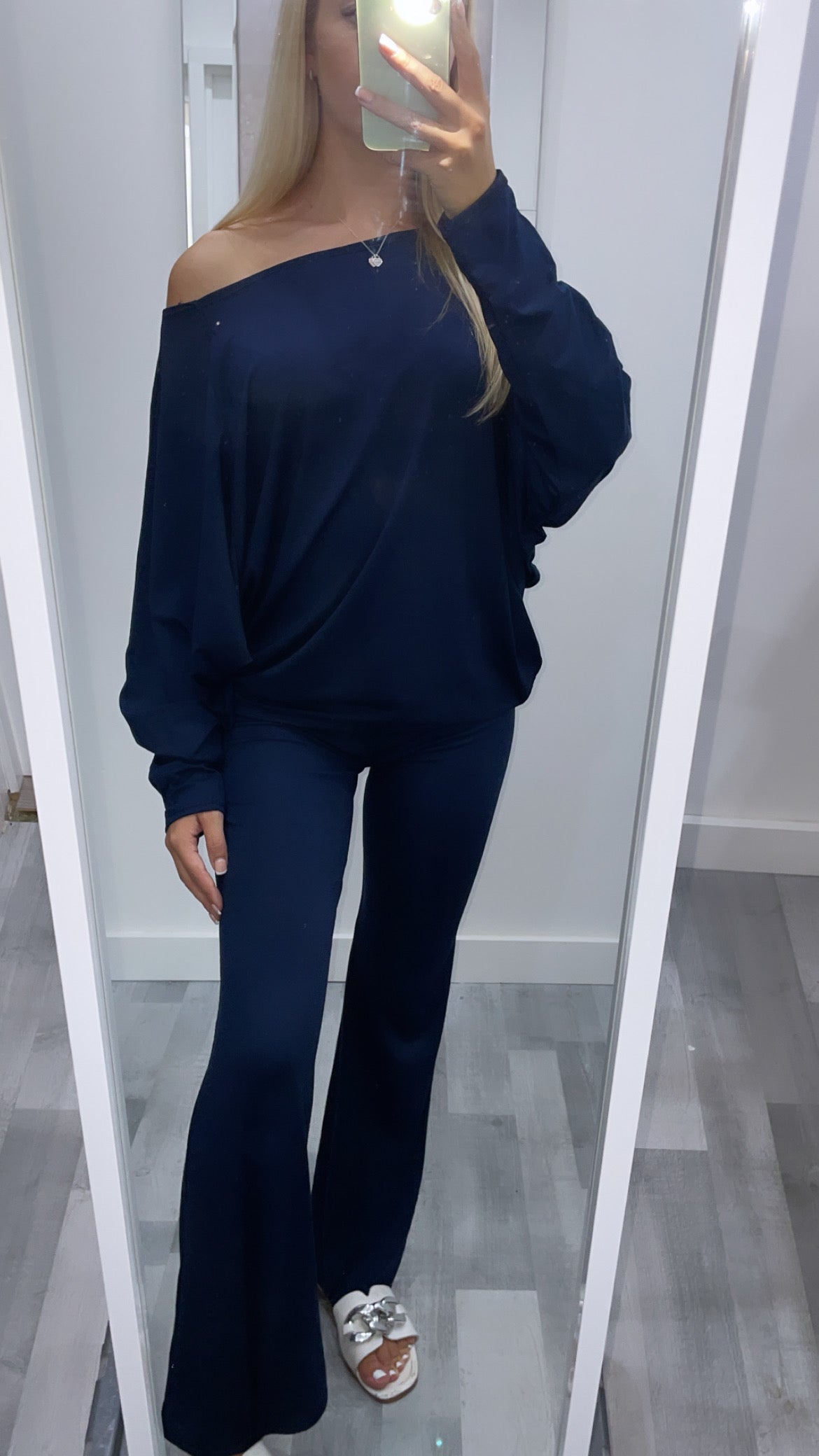 Navy Off The Shoulder Co Ord