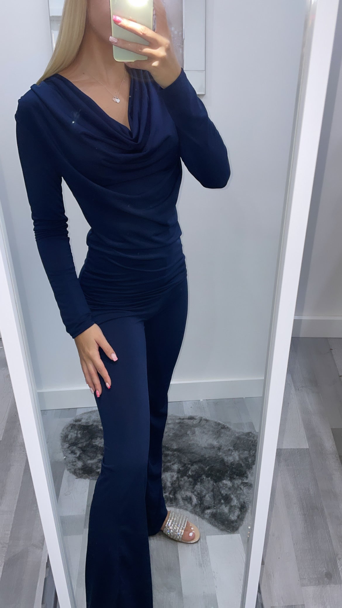 Navy Cowl Neck Co Ord