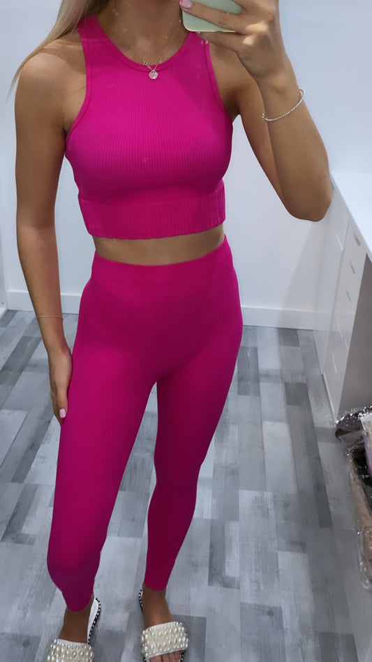 Hot Pink Seamless Ribbed Set