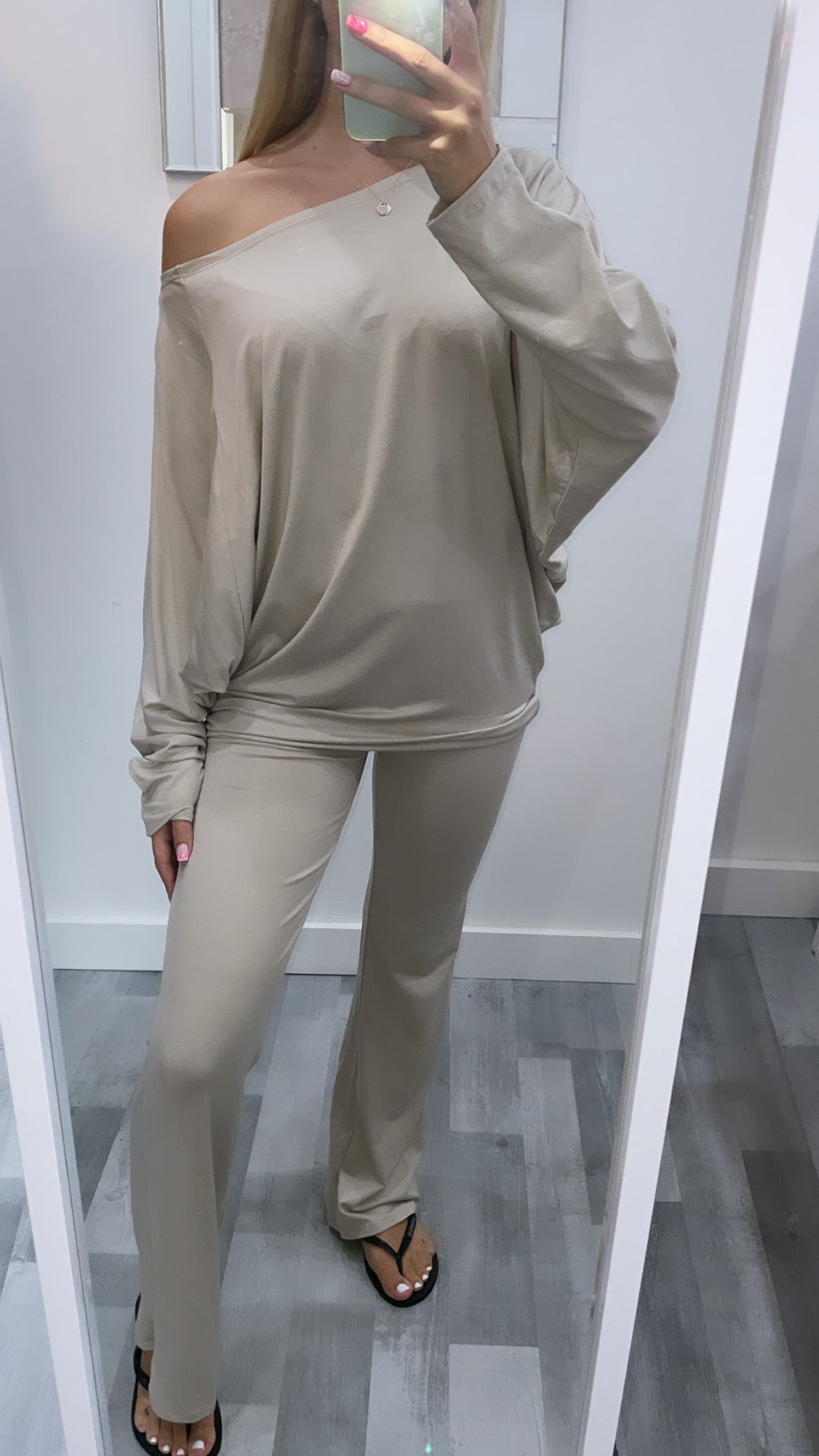 Beige Off The Shoulder Co Ord