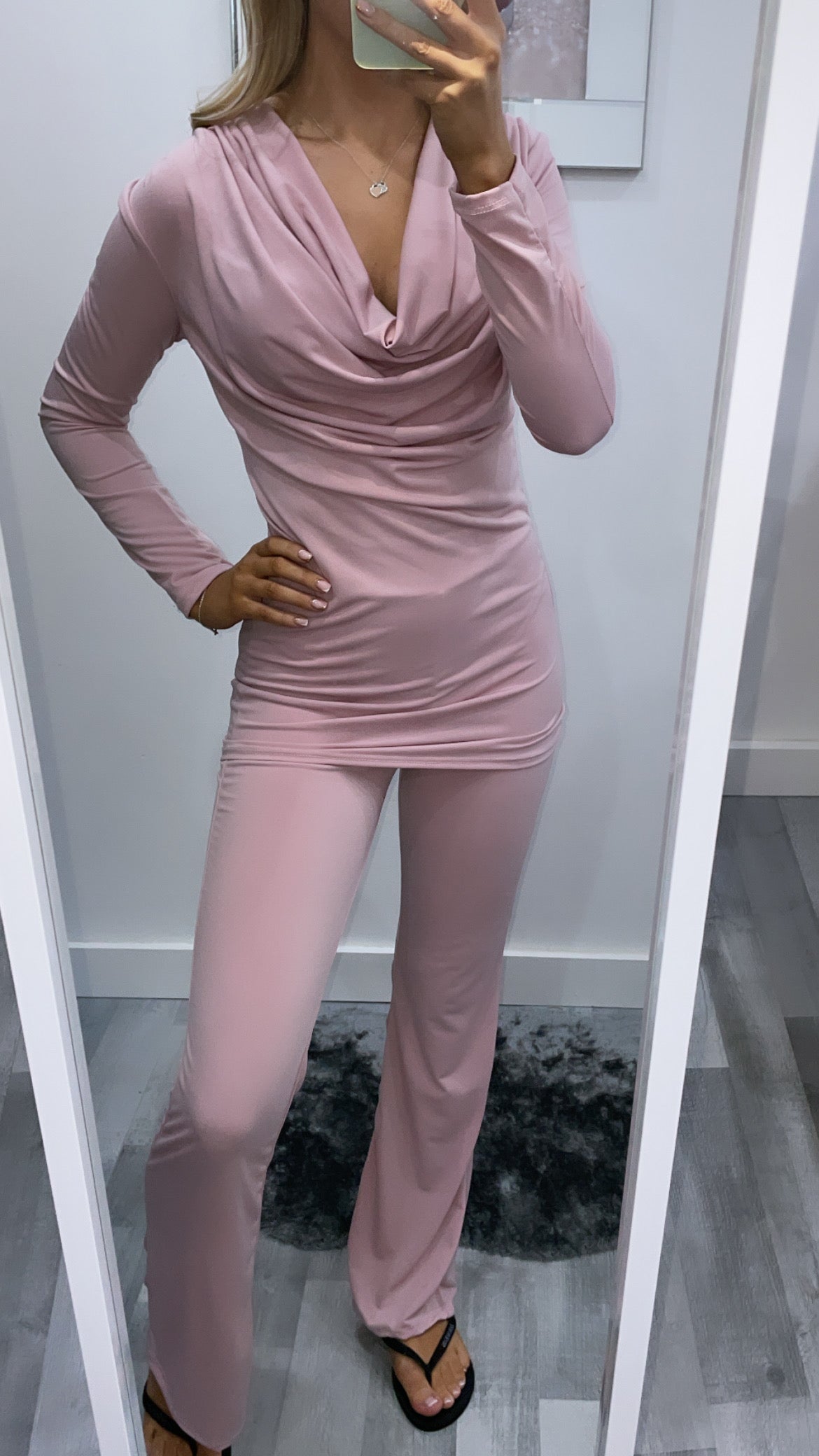 Pink Cowl Neck Co Ord