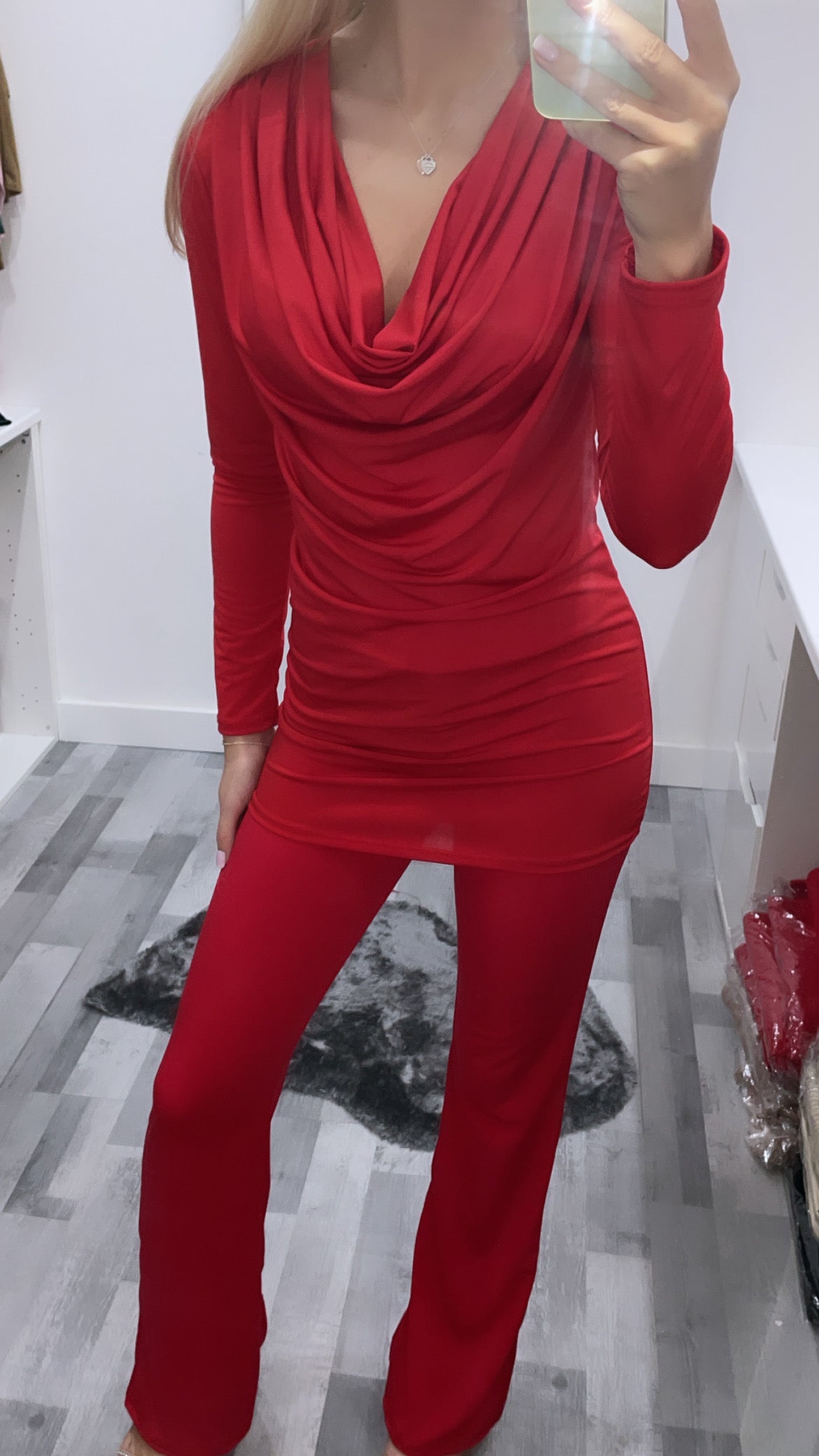 Red Cowl Neck Co Ord