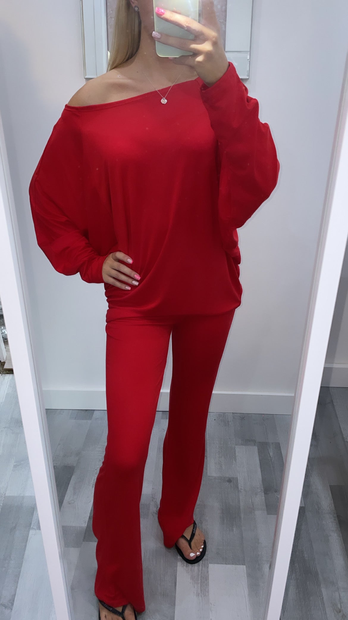 Red Off The Shoulder Co Ord