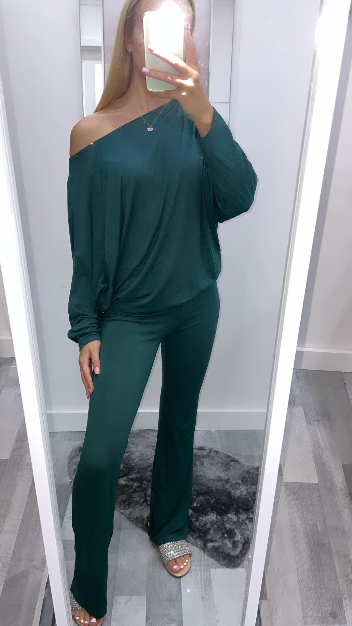 Forest Green Off The Shoulder Co Ord