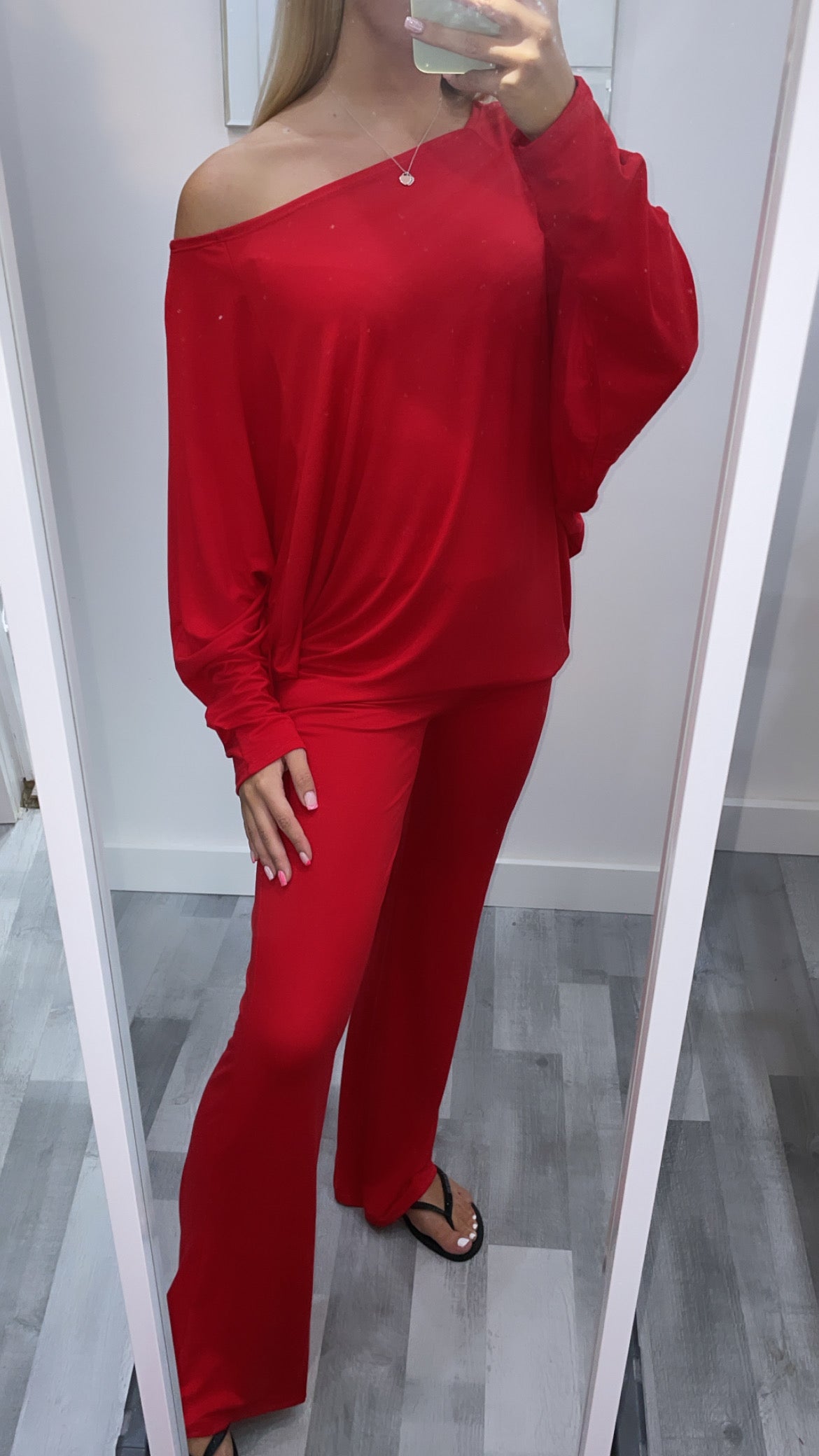 Red Off The Shoulder Co Ord