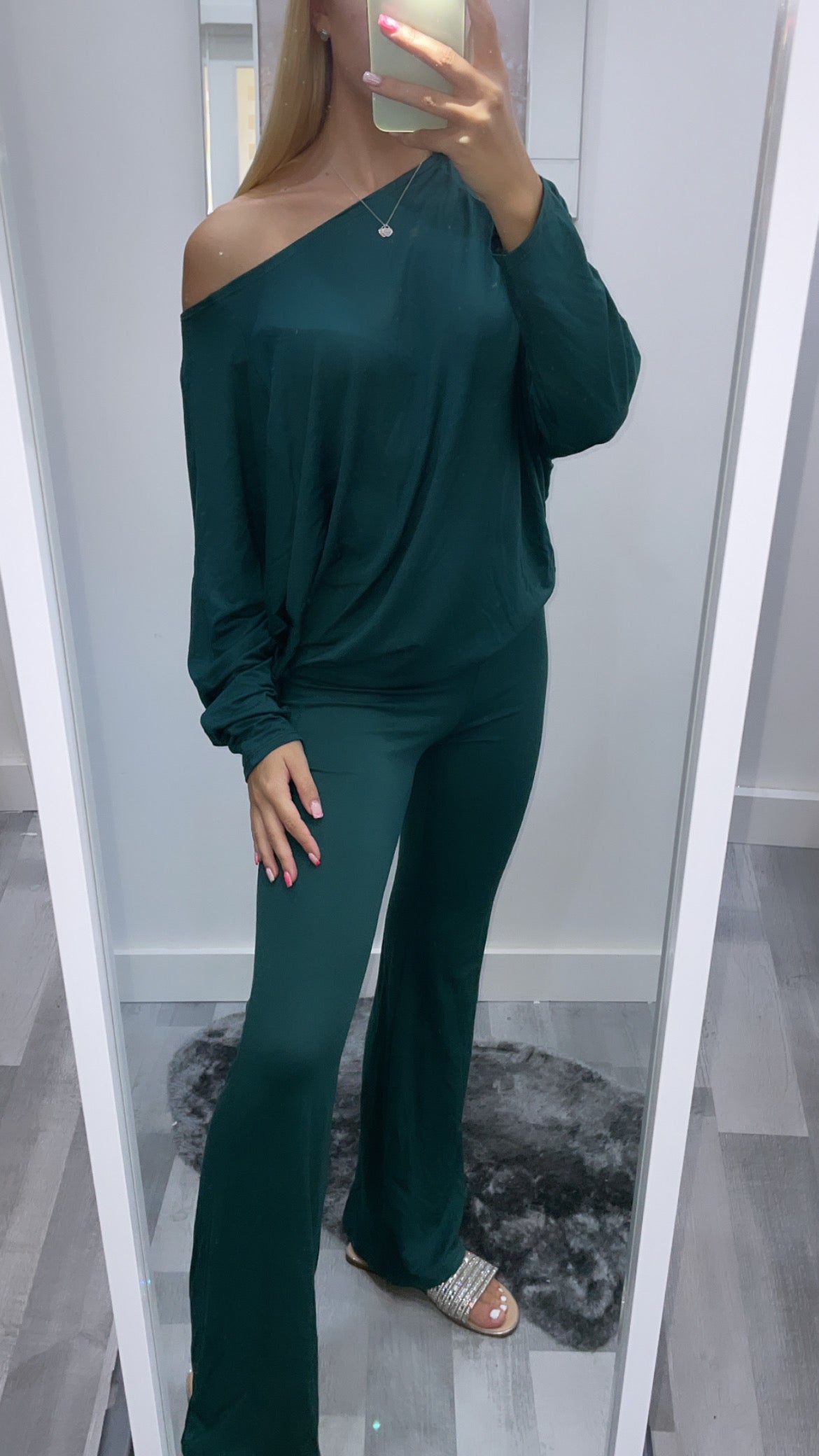 Forest Green Off The Shoulder Co Ord