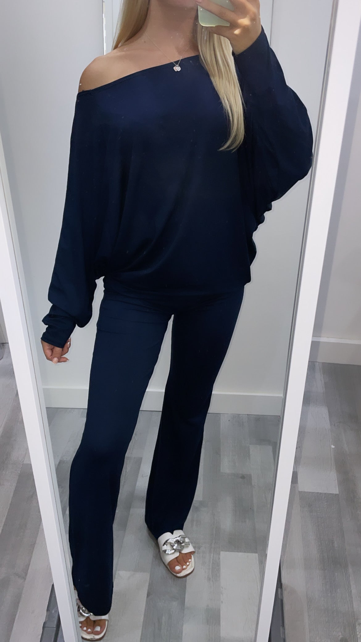 Navy Off The Shoulder Co Ord