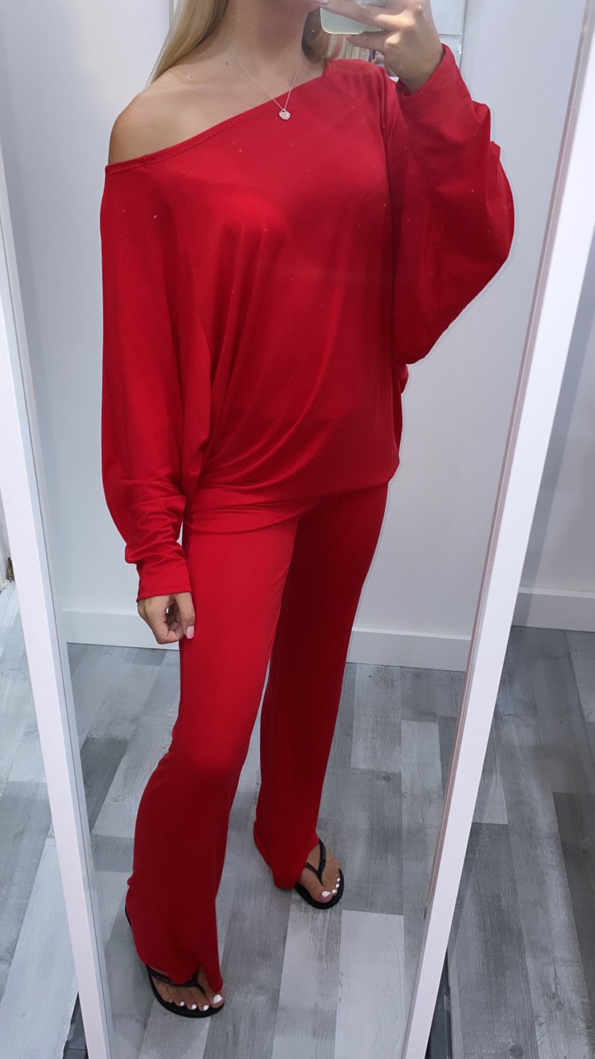 Red Off The Shoulder Co Ord