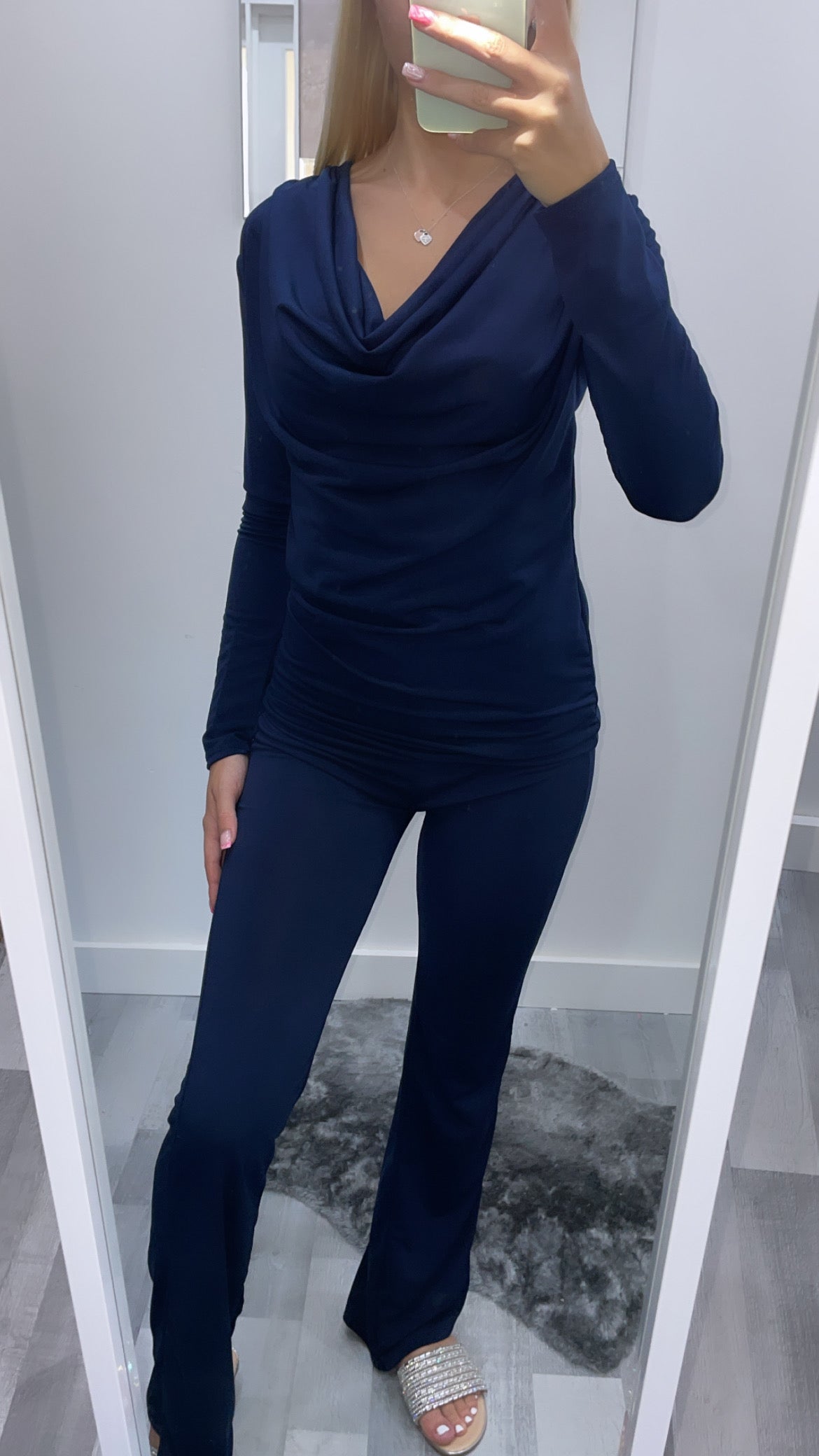 Navy Cowl Neck Co Ord