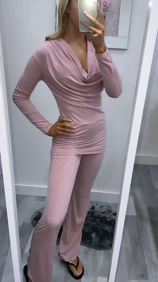 Pink Cowl Neck Co Ord