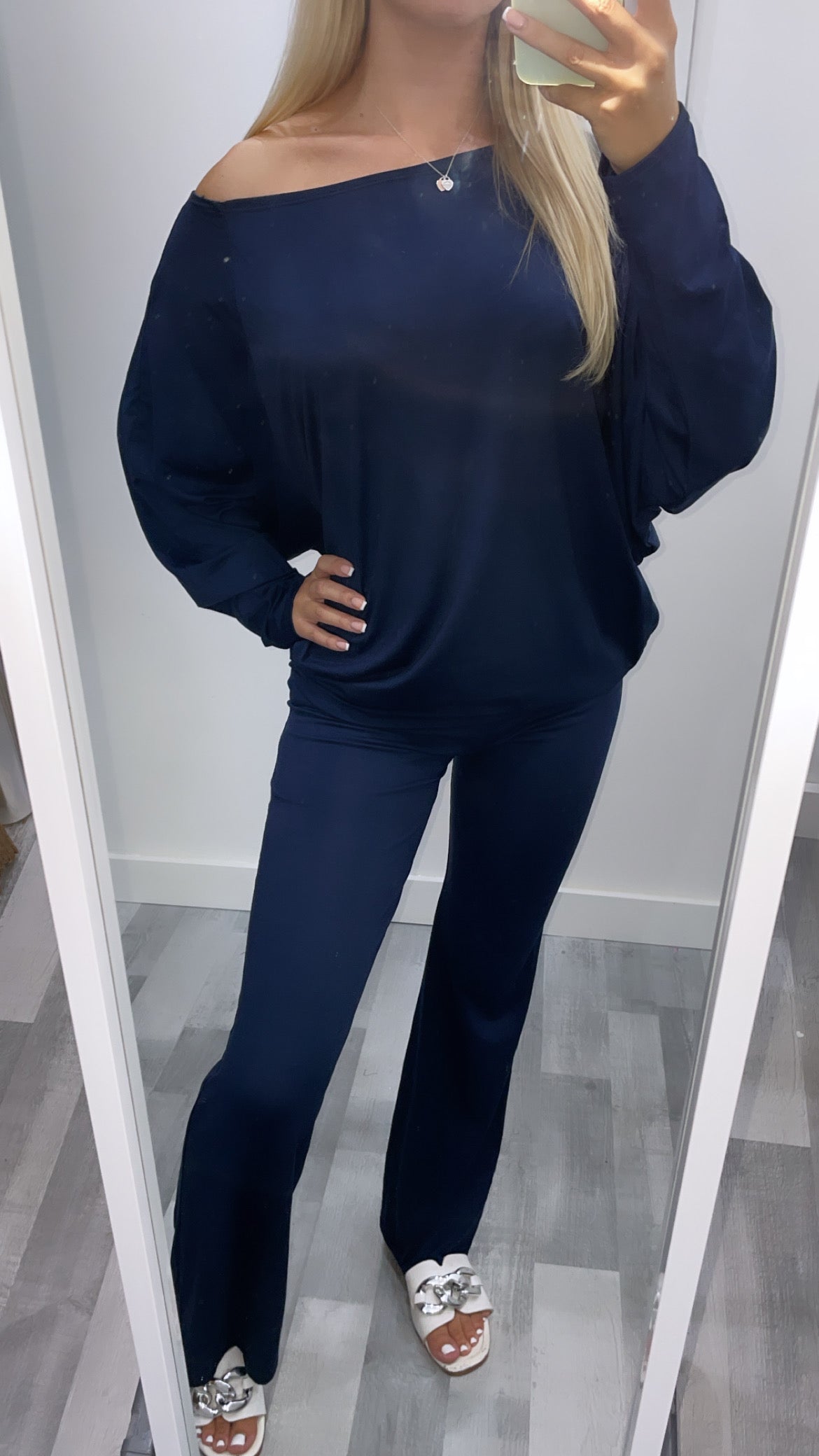 Navy Off The Shoulder Co Ord