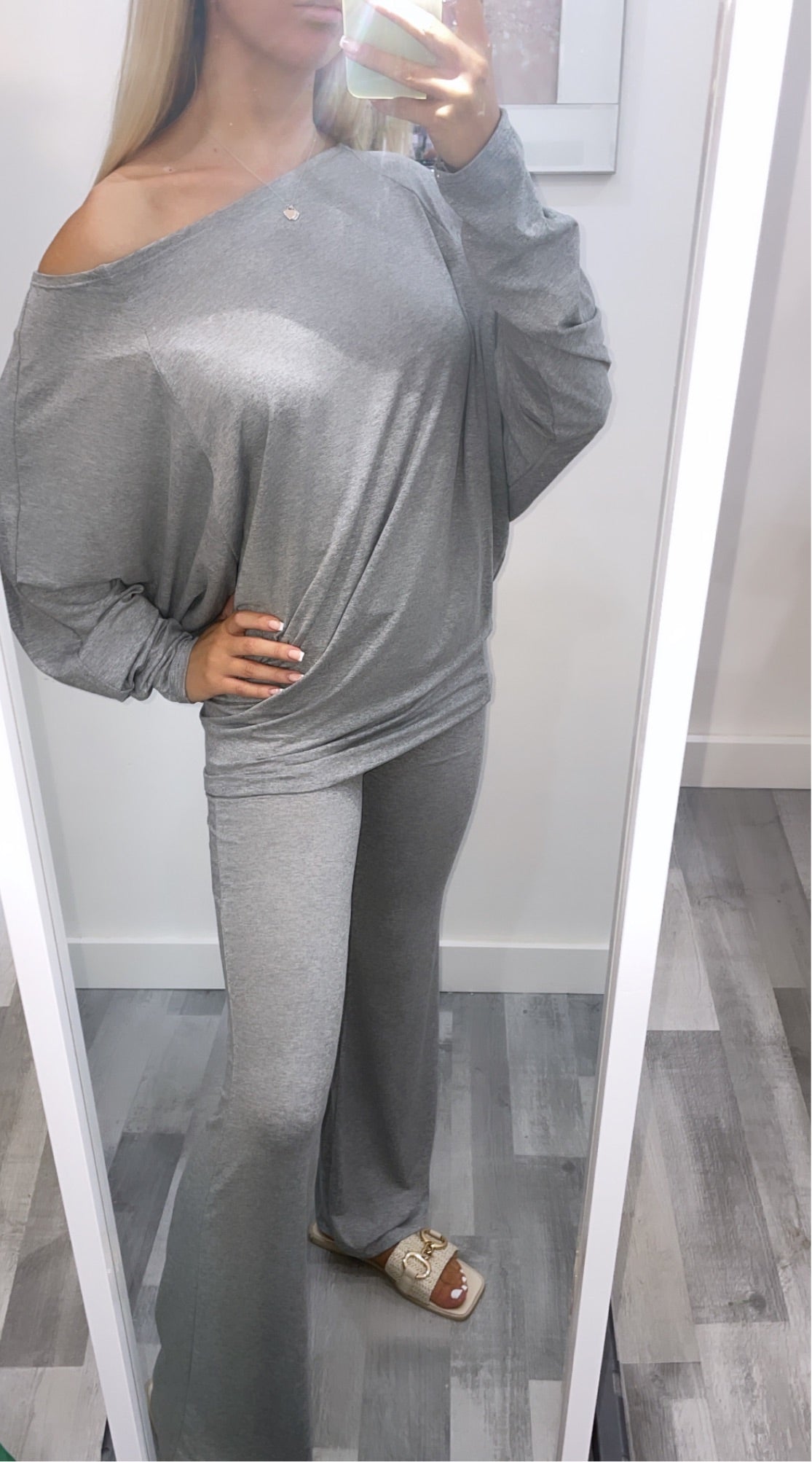 Grey Off The Shoulder Co Ord