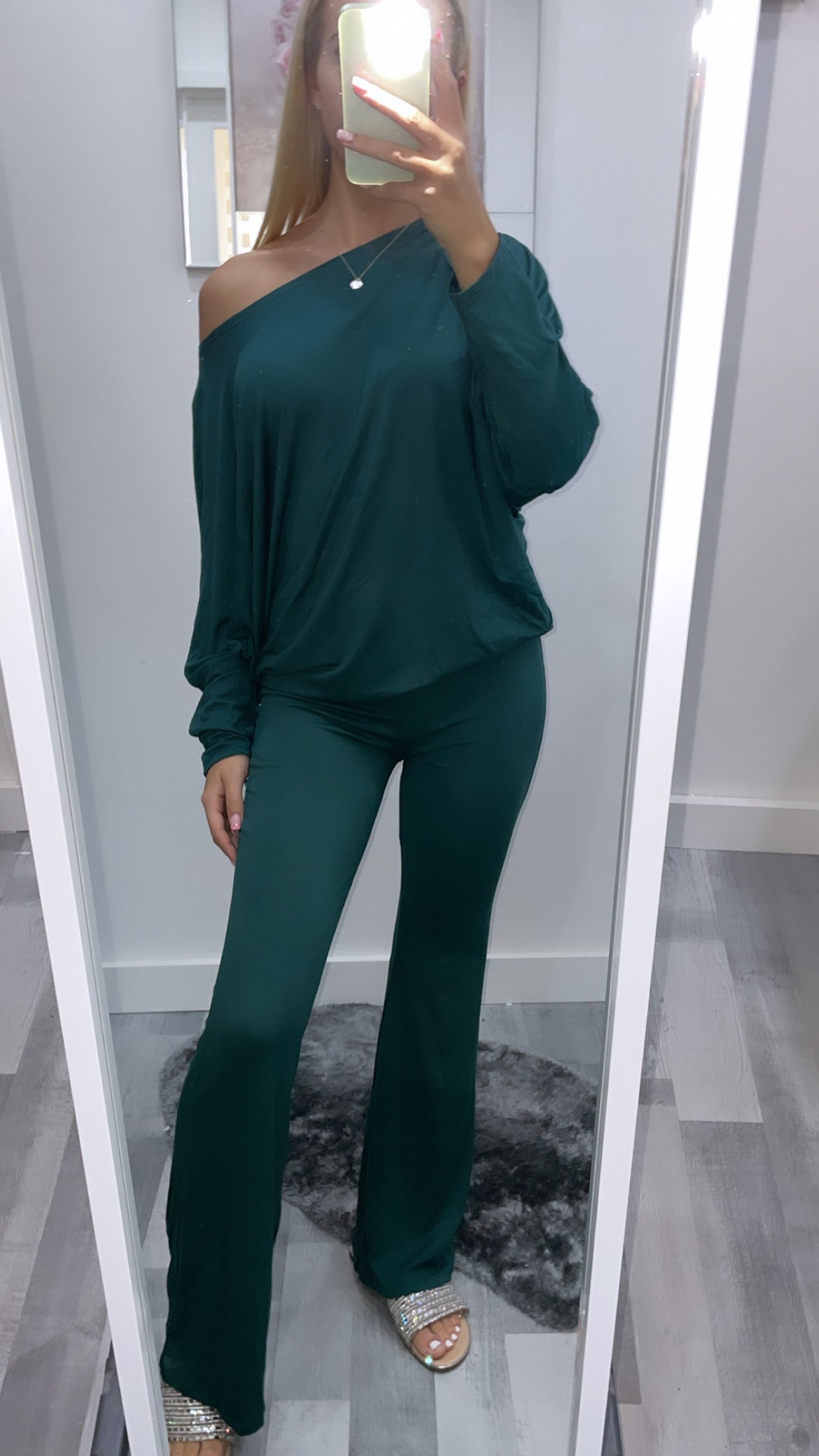 Forest Green Off The Shoulder Co Ord